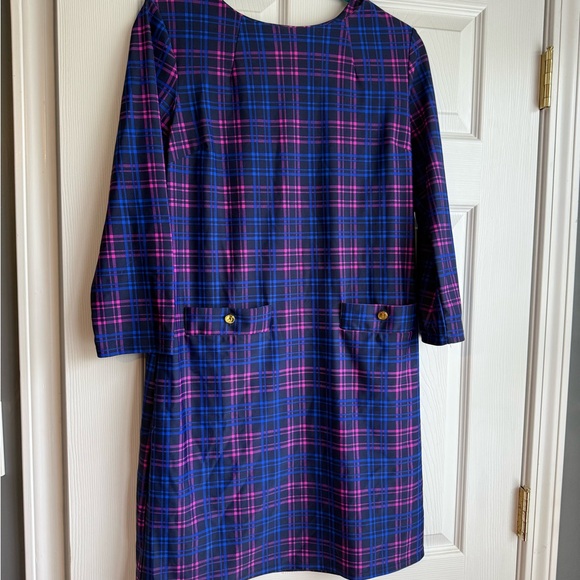 Jude Connally Dresses & Skirts - Jude Connally Navy Plaid Dress with Fuchsia Accents
